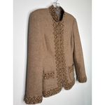Eccoci Wool Silk Cashmere dressy Jacket with Embroidered Trim fall winter Size 0 Tan Photo 15