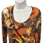 Karen Kane Karen Kane Long Sleeve Dress Large Orange Brown Abstract Print Stretch Casual Photo 2