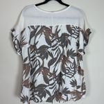 Lungo L’Arno 100% Linen Bird of Paradise Print Made in Italy Blouse Size 1X White Photo 4