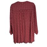 Dress Barn Womens 3X Red Geometric Print Tunic Top Button Front Long Sleeve Photo 6