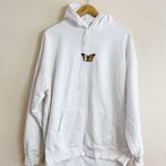Brandy Melville White Hoodie with Butterfly Embroidery Photo 1