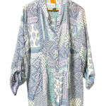 Ruby Rd  Plus Shirt Women Size 1X Purple Mint Patchwork Print Tunic Roll Tab Boho Photo 0