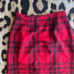 Eddie Bauer Vintage Red Black Tartan Plaid Blanket Wrap Midi Skirt Photo 9