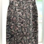 Susan Bristol Vintage Velvet Burnout Black & Pink Paisley Pencil Skirt Size 8 M Photo 0
