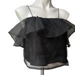 Free Press  Black Tulle Flouncy Crop Top, Sz M Photo 7