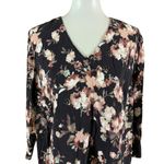 J Jill Floral Tunic Dress XL Black Pink‎ Long Sleeve Cottagecore Stretch Soft Photo 1