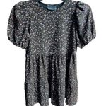 ASOS  Design Floral Mini Tiered Smock Dress Black Purple Brown Green 4 Petite Photo 0