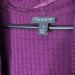 Torrid  Tie Front Hoodie Cardigan Open Front Waffle Knit‎ Purple Plus Size 1 Photo 4