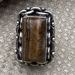 LG TIGERS EYE GEMSTONE RING STERLING SILVER OVERLAY 925 Size 8 Photo 6