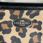 Coach Ellis Leopard Printed Coated Canvas City Tote Gold Hardware Black Leather Photo 4