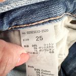 Moussy Denim Mid Rise Distressed Busted Knee Raw Ankle Hem Skinny Jeans 25 Blue Photo 1