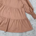 Bohme  Makayla Mini Dress Smocked Balloon Sleeve Button Ruffle Tiered in Clay S Photo 11