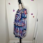 Umgee  Aztec Babydoll Style Southwestern Print Design Blue & White Dress Size L Photo 8