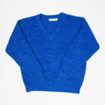 Vintage 90s Contemporary Casuals Blue Knit V Neck Sweater Photo 1