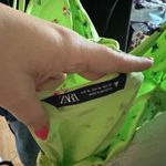 ZARA  Floral Spaghetti Strap Mini Slip Dress Lime Green XL Photo 4