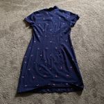 Talbots  Navy Flamingo Embroidered Polo Dress SIZE S Photo 4