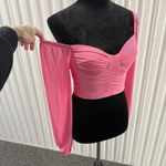 Hello Molly Women’s New Pink Mesh Cropped Long Sleeve Blouse Size Small Photo 1