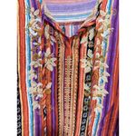 Savanna Jane Embroidered Striped Tassel Tie Top Blouse Womens Size S Bohemian Red Photo 1