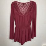 Forever 21  Crimson Crochet Bell Sleeve Romper Small Photo 4