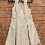 Modcloth Halter Dress Womens Size Large Ivory Blue Fit & Flare Party Cocktail Photo 0