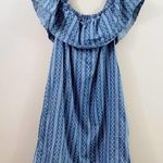 Tinseltown  Chambray Floral Blue/White Off the Shoulders Dress Photo 4