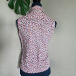 Vintage American Flag Print Sleeveless Button Down Shirt Red Size 12 Photo 4