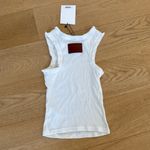 Lounge  - Fringed Rib Sleeveless Tank Top in White Photo 2