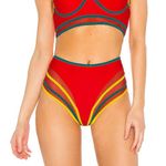 Andrea Iyamah  Yassa High Waisted Bikini Bottom in Red Multi Size XS Photo 0
