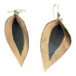 Faux Leather Teardrop Earrings – Double Layer – Bronze & Black – Lightweight Gold Photo 3