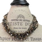 Stella & Ruby Beaded Statement Necklace Multi Strand Cocktail Party Boho Chic Brown Photo 0