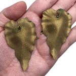 Vintage Unsigned Caladium Leaf Large Post Earrings Enamel Bohemian Boho Floral Multi Photo 3