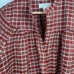 Treasure & bond brown white plaid Smocked shoulder V Photo 5