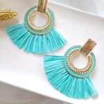Free People New! FP Amber Raffia Earrings Photo 4