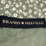 Brandy Melville  Green Floral Knit Short Sleeve Button Up Blouse Crop Top Size 5 Photo 2