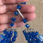 Vintage W Germany 1960s four strand blue resin beads necklace clip earrings set Photo 4