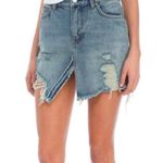 Free People Relaxed & Destroyed Denim Skirt | Size 24 | NWT Photo 6