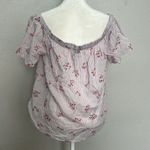VERO MODA  Floral Stripe Off Shoulder Blouse Size Medium Photo 3