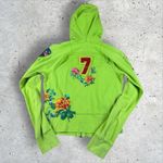 Johnny Was JWLA  Vtg Y2K Green Floral State Champions #7 Embroidered Hoodie Sz S‎ Photo 0