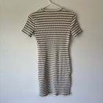 Theory  Cherry Striped Ribbed Shirt Dress Fitted Bodycon Grey White Luxury Casual Photo 7