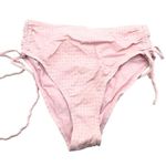 Sea Angel  Bikini Bottoms High Rise Ruched Tie Sides Textured Pink M Photo 2