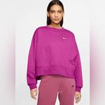 Nike SPORTSWEAR ESSENTIAL FLEECE CREW CROPPED LOOSE OVERSIZED PINK SIZE LARGE Photo 4