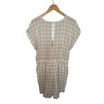 Loft  Ann Taylor Beach Romper Women’s Size L Cream/Tan Gingham Shorts Cut-Out Photo 2