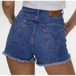 Levi's  Ribcage High Waist Button Fly Distressed Medium Blue Denim Shorts Size 25 Photo 1