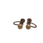 12 K Gold Filled Cultured Pearl Screw Back Earrings Vintage Huggies Women’s Gold Photo 4