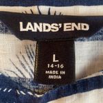 Lands' End Land’s End Linen S/S Button Shoulder Detail Lagenlook Leaf Stripe Navy White L Photo 2