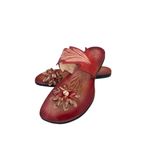 Klassic Leather Designs Red Leather Womens Sandals Sanvitalia Toe Post With leaf Size 10 Photo 1