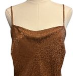 Jessica Simpson Slip Dress SZ L Maxi Adj Straps Copper Brown Leopard Lounge Wear Photo 2