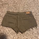 Garage  Olive Green Distressed Denim Shorts | Size 01 | Ripped‎ Raw Hem Photo 5