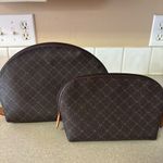 Rioni Signature Logo Toiletry and Makeup Bag Set Travel Vacation Preppy Brown Photo 3