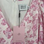 Hello Molly Short Sleeve Pink White Floral Mini Dress V-Neck Women's Size 4 NWT Photo 2